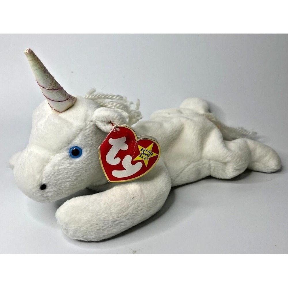 1993 Ty Beanie Baby Mystic Retired Unicorn White Plush BB21
